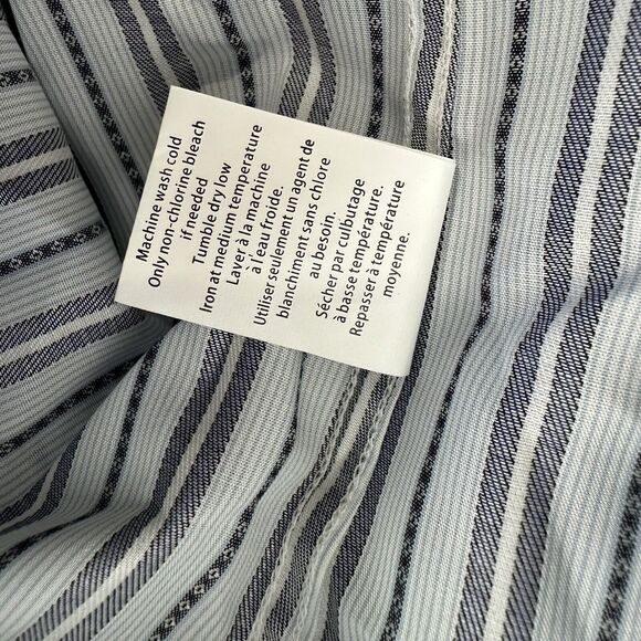 Thomas Dean Stripe Button Up Long Sleeve Dress Shirt Size L - Picture 5 of 6